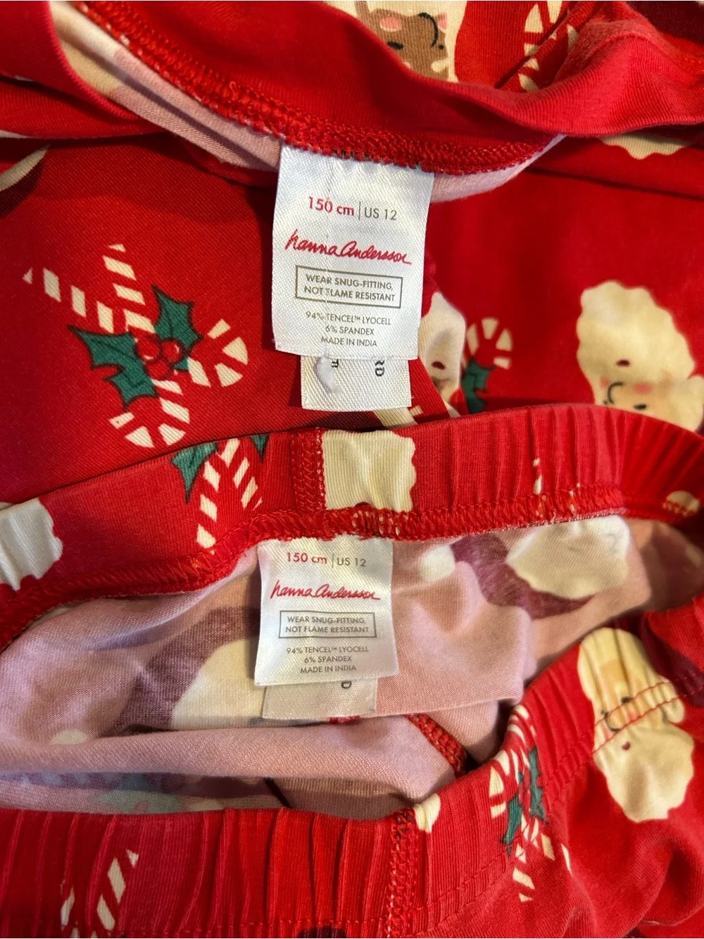 Hanna Andersson Santa Christmas Pajama Set Size 12 150cm Red Holiday PJs Unisex
